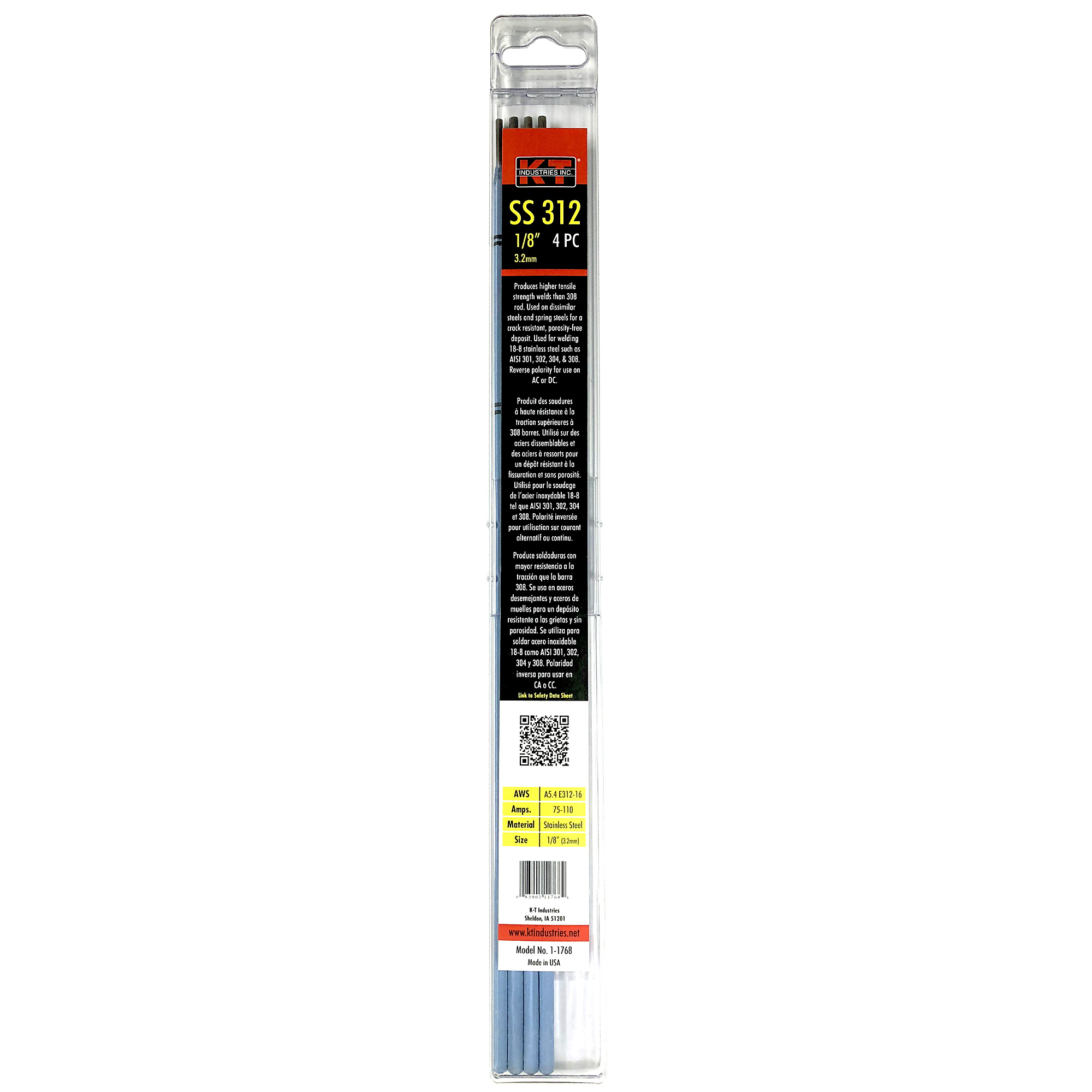 K-T Industries Stainless Steel Electrode Value Pack — 1/8in., 120,000 PSI, All Position, Model# 1-1768